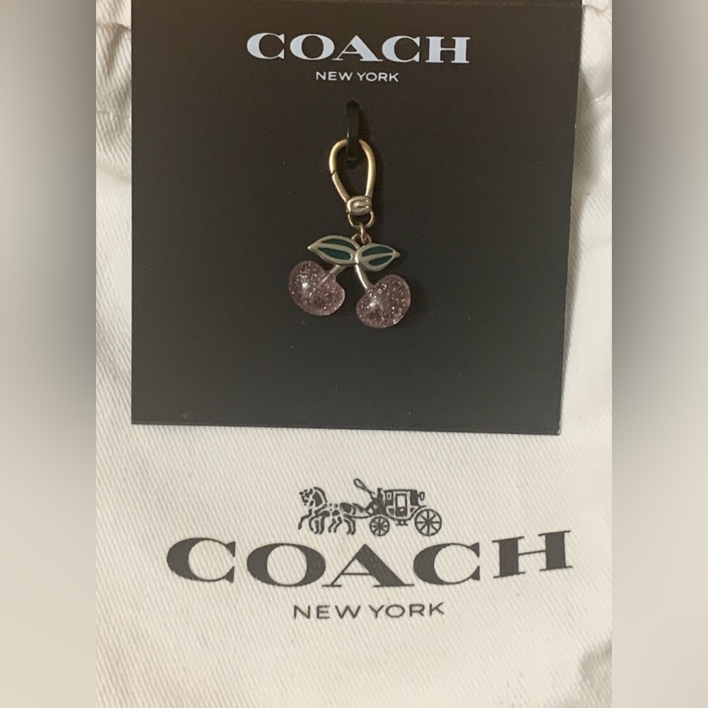 COACH Pink Collectible Signature Glittery Cherry Charm MSRP $45 w/Dust Bag - Picture 3 of 7